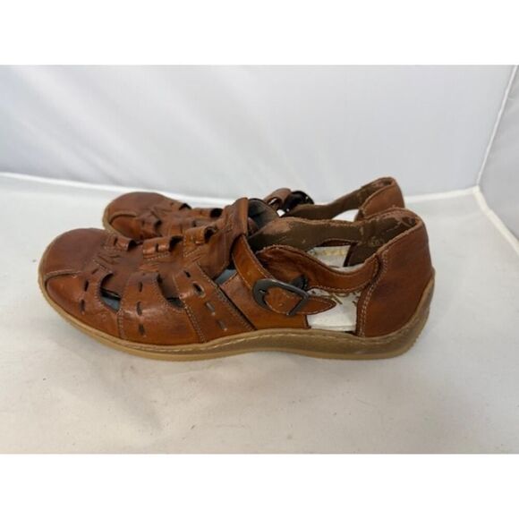 Reiker Brown Leather Shoes Mary Jane Style Closed Toe Sandals Women’s Size 40 - Picture 2 of 8